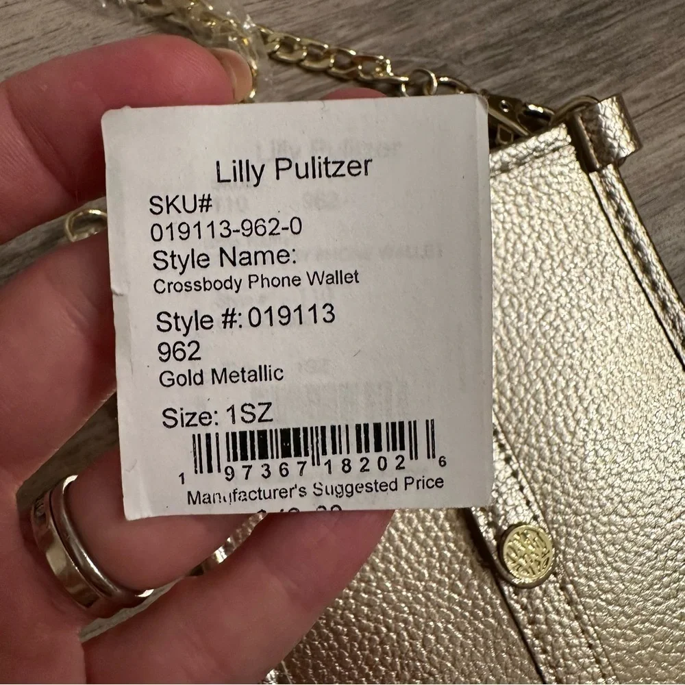 NWT Lilly Pulitzer Gold Crossbody Phone Bag Crossbody Phone Wallet SKU 019113
